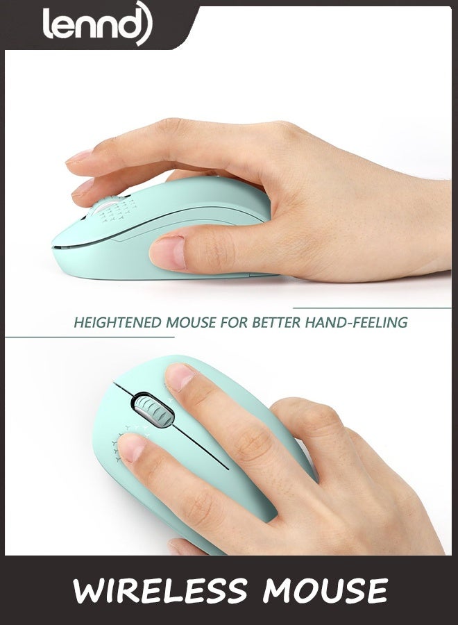 LENND Wireless Mouse for Laptop, 2.4G Quiet Computer Mouse with USB Receiver, 4 Buttons Portable Cordless Mice for Chromebook, Laptop, PC, Mac, 800/1200/1600 DPI - Mint Green - Image 5